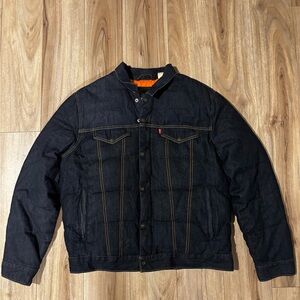 Large Levi's Strauss Performance Trucker Puffer Down Denim Jacket